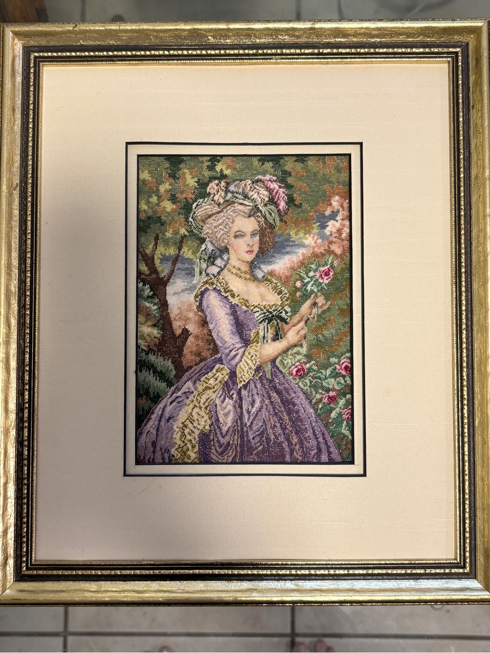Vintage Wiehler Gobelin European Renaissance Petit Point Framed Art